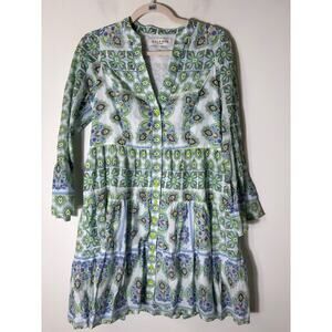 Hale Bob Green Blue White Paisley Mini Dress